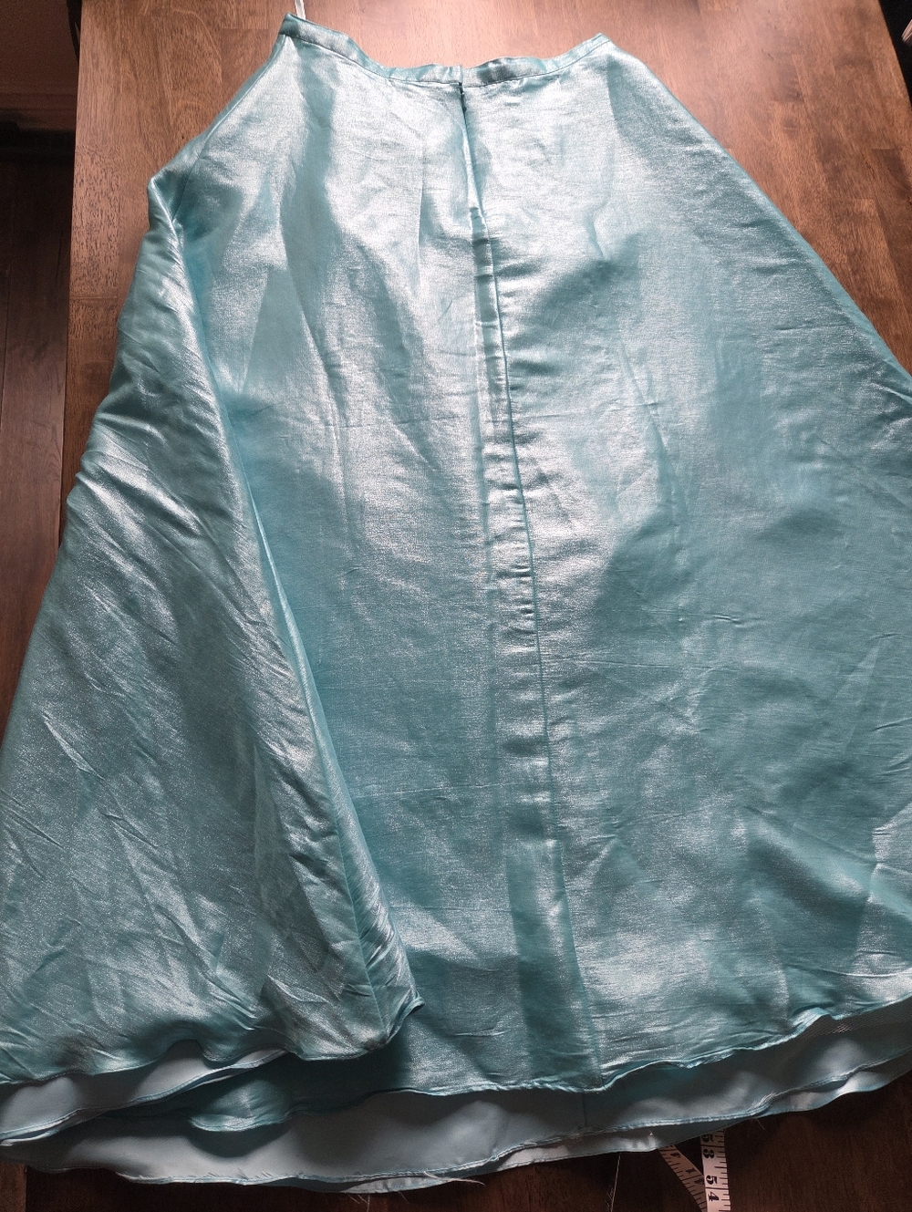 Icy Mint Turquoise Satin A-Line Maxi Skirt Frozen Princess Elsa - Picture 10 of 16